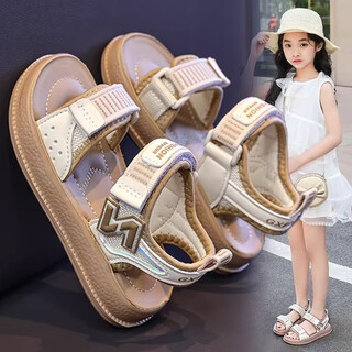 Lingli girls' shoes 2026 summer new children's princess single mesh sports shoes girls mesh breathable small white shoes trendy khaki 26