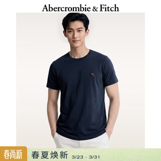 Abercrombie & fitch classic little elk pattern american soft cotton short-sleeved t-shirt top 26 spring new men's wear 124-6014 navy blue l (180/108a)