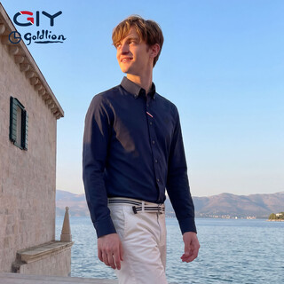Goldlion gy long-sleeved shirt men's dp no-iron shirt comfortable anti-wrinkle easy care slt0059-mh108 navy blue 2xl
