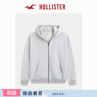 Hollister little seagull pattern american fleece hooded jacket sweatshirt 26 spring new men's clothing 322-6112 light gray s (175/92a)