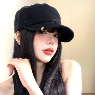 Woati international brand flat top baseball cap hot girl retro distressed peaked hat british niche literary face showing little hat black one size