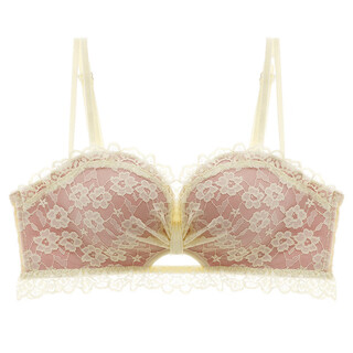 Bonas big brand year of the horse small breasts gathered pure desire sexy lace bra no wire ring secondary breast control bra set gift box pink single bra l suitable (36/80ab)