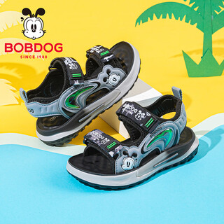 Bobdog children's shoes, boys' shoes, boys' summer open-toe sports sandals, 2026 new summer boys' river shoes, light hemp gray/black 34, suitable for feet length 20.0cm