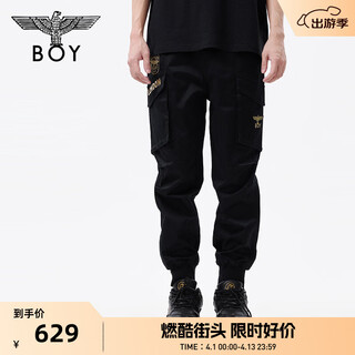 Boy london spring couple style large pocket trendy casual workwear woven trousers n34900 black l