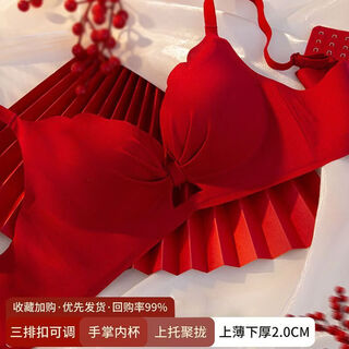 Triumph cat people's year of the pig set ropa interior roja los senos pequeños de las mujeres empujan hacia arriba para mostrar más grande sin cables reducción de senos secundaria sexy sujetador antiflacidez rojo de una sola pieza 70a 32a empuje tridimensional hacia arriba sin copa vacía 2 cm