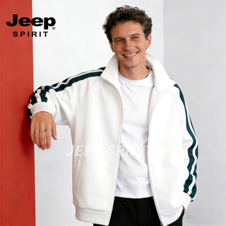 Jeep spirit sportswear suit for men and women, loose casual cardigan jacket, couple sweatshirt, spring style, black and white 3xl
