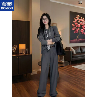 罗蒙（ROMON）早秋穿搭一整套韩系感针织开衫背心西装裤时尚轻熟三件套装女 三件套装 M 【建议80-100斤】