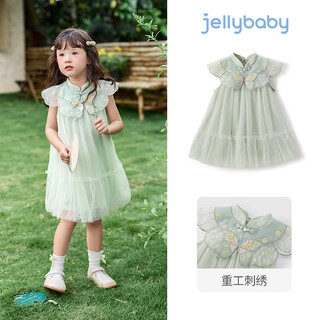 Jellybaby chinese style outdoor summer dress for girls, princess dress, children's mesh splicing dress, fairy dress