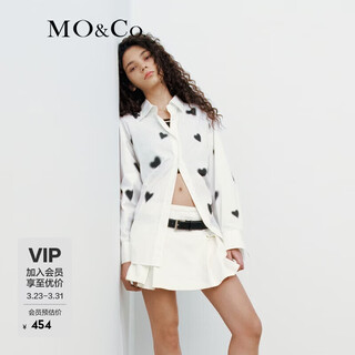 Mo&co. shirt spring and summer blooming love print design coated light cotton loose neutral texture