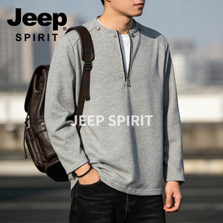 Jeep spirit half-zip sweatshirt men's american retro cardigan sweatshirt couple tops trendy casual sports long-sleeved jacket for men gray m 80 - 105 jin jin is equal to 0.5 kg