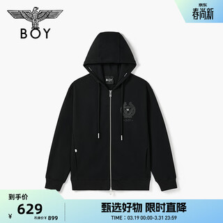 Boy london high street cardigan sweatshirt black trendy brand fashion spring breathable hooded jacket for men and women n06032 black xl
