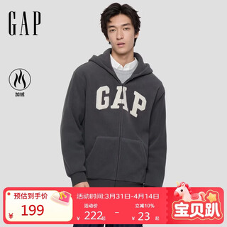 Gap men's and women's autumn polar fleece contrasting logo loose hooded zipper sweatshirt 786693