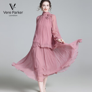 Vere parker london, международный шелковый костюм, юбка международного бренда первой линии, весна 2026 года, новая молодая версия уменьшающей возраст рубашки, шелковый шелк, мягкий и сладкий розовый s, подходит для <105. jin jin равен 0,5 кг.
