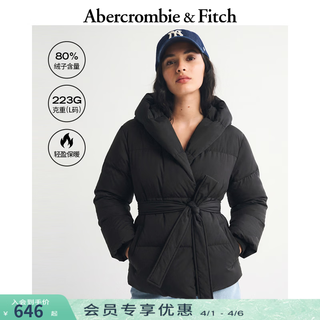Abercrombie & fitch american retro wind-resistant and water-resistant thickened lace-up hooded down jacket 25 autumn and winter women's 144-5239 black s (165/88a)