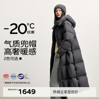 Eveli (eifini) zhu zhu endorses the classic chegg stand-up collar hooded warm and anti-freeze long-haired quilt down jacket for women, new winter style, extreme gray, too large, take one size smaller, s 110-125jin jin is equal to 0.5 kg