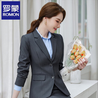 Luo meng blazer women's new spring and autumn college student professional small suit top korean style work formal suit small man gray suit + trousers s 80-89jin jin is equal to 0.5 kg