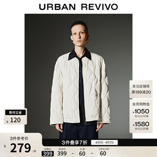 Ur new autumn women's temperament quilted large pocket zipper round neck down jacket uwm150034 off-white (loose) s