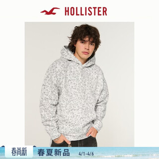 Hollister american fleece classic logo leopard print hooded sweatshirt 26 spring new men's wear 322-6198 leopard print xs (170/84a)