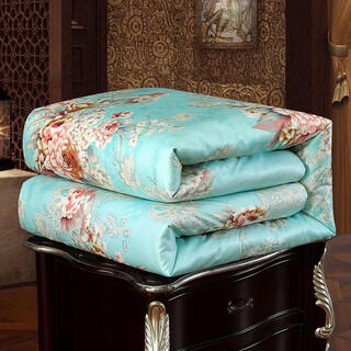 Silk quilt mulberry silk quilt winter thickened warm single double dormitory quilt core spring and autumn quilt silk quilt peony flower green 150*200cm3jin jin equals 0.5 kg single quilt