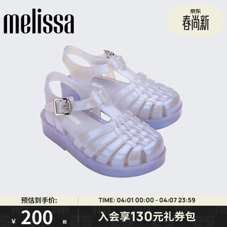 Melissa (melissa) toe buckle round toe thick sole fashionable breathable casual children's sandals 32410 pearlescent blue (av395) 21 inner length 12.5cm