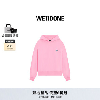 We11done unisex embroidered logo badge hooded sweatshirt for men and women pink l