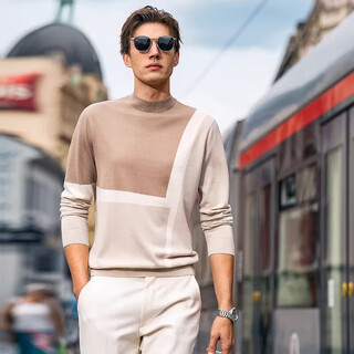 Ordos fashionable color matching machine washable wool t-shirt spring half turtleneck sweater haibeixing l /175