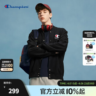 Champion champion sweatshirt 24 spring new baseball collar sweatshirt men's american casual embroidered cardigan jacket women black l