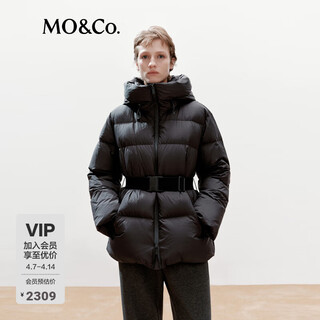 Mo&co. active series down jacket 90 goose down with belt windproof moanco black s /160