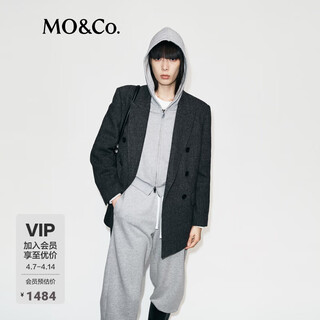 Mo&co. traje chaqueta de lana de oveja cuello parche cuentas brillantes finas silueta de hombro ancho moanke punto blanco y negro color xs /155