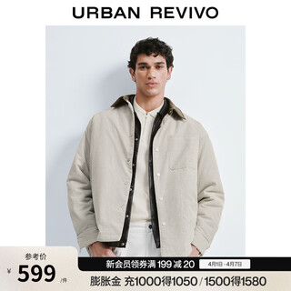 Ur autumn new men's fashion retro contrasting lapel plaid patch pocket cotton clothing umf150049 off-white plaid l