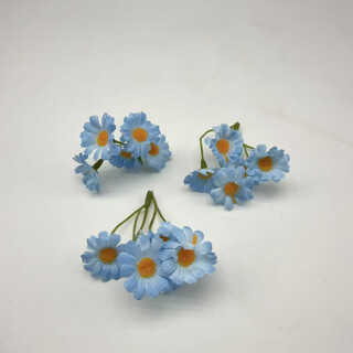 Yao wan xi sen series of simulated small bunches of plastic flowers diy straw hat decoration silk flowers fake flowers handmade garland material dried flowers light blue x2