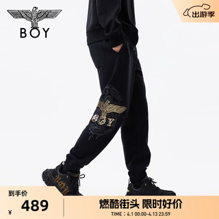 Boy london spring men's and women's versatile casual leggings eagle logo printed knitted trousers n15007 black m