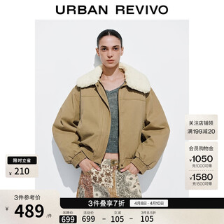 Ur new winter women's casual splicing fur collar super loose down jacket uyy150056 khaki s