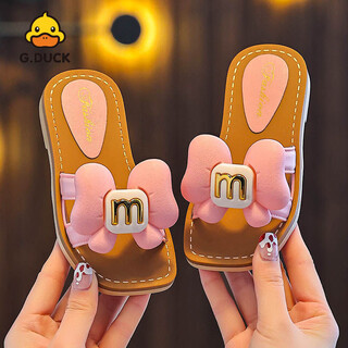 G.duck little yellow duck children's slippers girls summer indoor non-slip princess shoes home outdoor style shoes baby slippers pink 14 cm inner length 24-25 yards