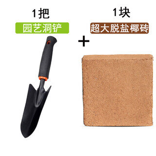 Coarse coconut shell bricks, special nutritional soil for orchids, phalaenopsis plant material, succulent soil flowers, clivia, coconut bran, desalted coconut bricks, super high, 1 imported large coconut brick, thickened gardening hole shovel, 1