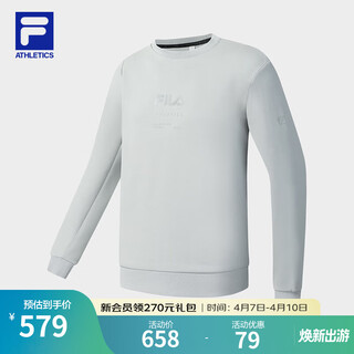Fila official men's pullover sweatshirt 2025 winter fitness loose knitted long-sleeved top blue miao gray-mg m 170/92a/m
