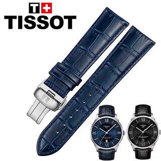 Tissot 1853 duluer series t099 original belt t099407a t099408a original leather strap blue silver butterfly buckle 21mm