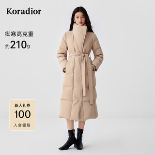 Kelaidier petal down winter new temperament high collar slim belt hourglass 90 goose down jacket light orange s