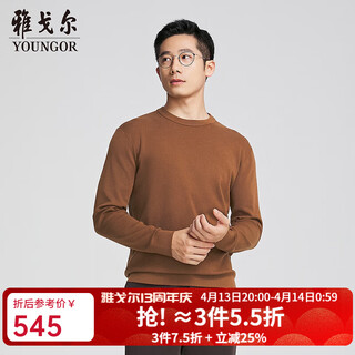 Youngor sweater men's autumn and winter young men's sweater wool blended machine washable sweater store same style coffee yyqw615226wya xl 110cm