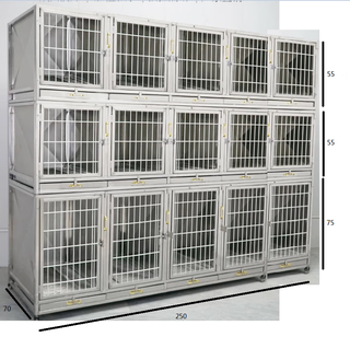 Hkml double-layer stainless steel dog cage hospital cage small dog multi-layer mother cage display cabinet pet supermarket hospital foster care cage three layers 15 doors 250*70*185cm front face steel bar 304 new foster care cage (steel plate + steel rod)