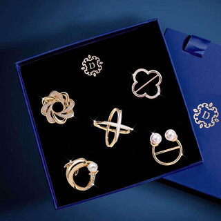 Crystal silk scarf buckle five-piece set, high-end practical pin decorative ring buckle, anti-exposure birthday gift for girl to give to girlfriend