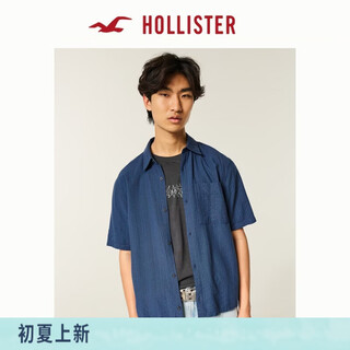 Hollister Американская ретро мягкая рубашка из сирсакера с короткими рукавами 26 летняя новая мужская одежда 325-6020 Темно-синий xs (170/84a)