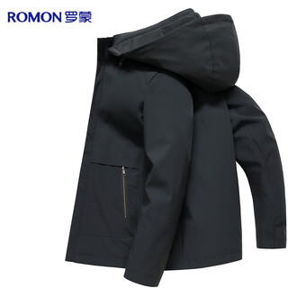 Romon windproof and anti-wrinkle jacket men's spring and autumn detachable hooded top business casual windbreaker jacket men's clothing