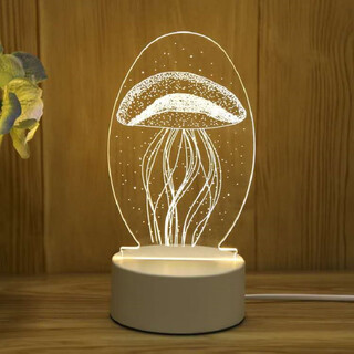 I think i dream creative 3d night light student gift gift bedroom table lamp usb cartoon jellyfish plug type cold light warm light neutral light