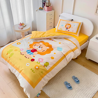 Red bean cotton kindergarten quilt nap three-piece set pure cotton four seasons children's quilt cover mattress baby crib six-piece set the lion king skin-friendly pure cotton baby only 60cm*135cm quilt cover + cushion cover + pillowcase
