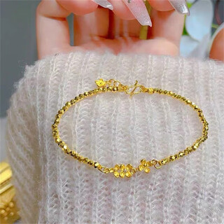 Qianjun zirconium 24k gold bundy bracelet women's new 999 gold sansi flower explosion flashing broken gold 18k gold