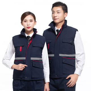 Bosiding work clothes cotton vest men's thickened shipyard canvas welder vest construction site reflective strips labor protection clothing printed logo 901 navy canvas vest xl (175)