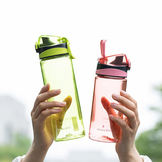 Camellia portable sports bottle couple series outdoor travel leakproof student handy plastic water cup green 1 piece 620ml