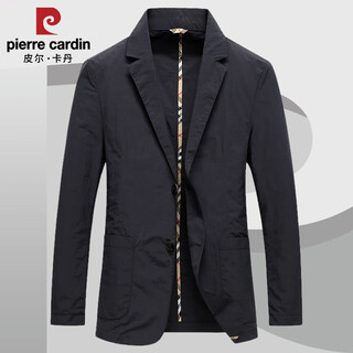 Pierre cardin spring and autumn thin suit men's business casual suit jacket slim fit cotton no-iron anti-wrinkle single suit top men dark blue