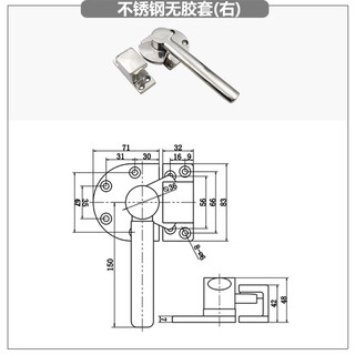 Huili's customized stainless steel handle lock, rotating pressing handle, mechanical sealing, anti-scalding and temperature insulation, heavy-duty closed handle, stainless steel without rubber sleeve (right), 35mm, universal type, without key